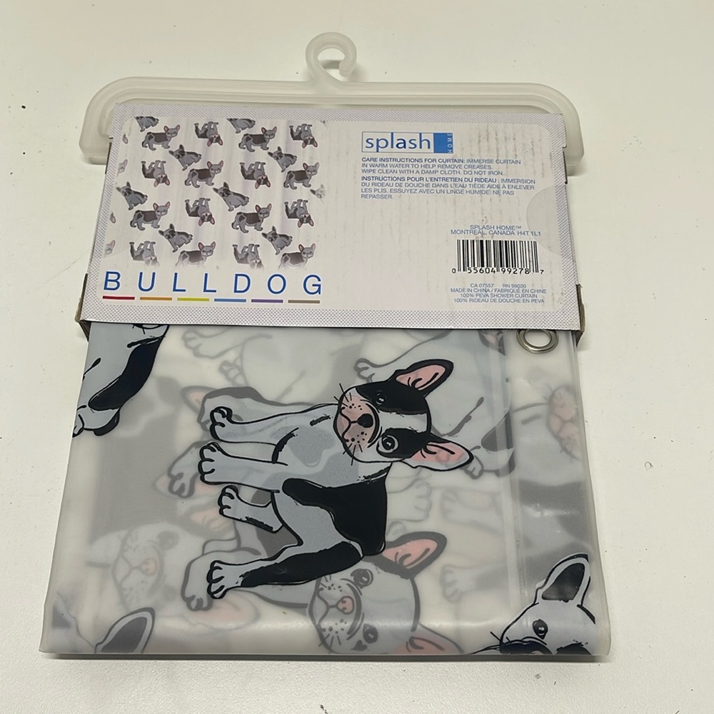 Black & White Bulldog Peva Shower Curtain Dogs